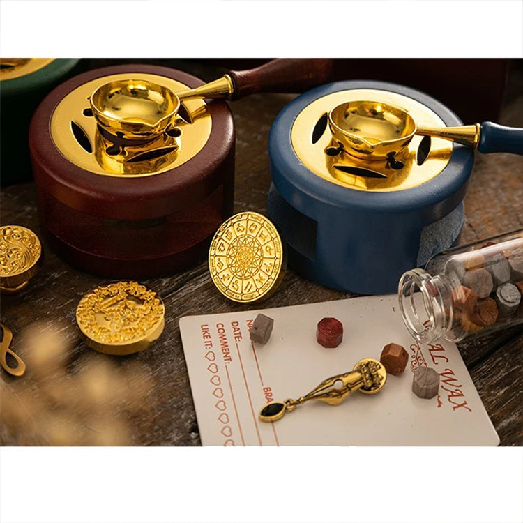 Sealing Wax 1 Set of Spoon Sealing Wax Furnace Stove Pot Seal Decorative Craft Gift Solid Wood Wax Stamp Craft Supplie SB002