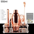 12pcs Black/Rose Gold/Silver 800/750/600ml Boston Shakers Bartender Kit Cocktail Shaker Set Bar Tools Stand Cocktail Recipe
