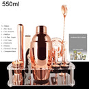 12pcs Black/Rose Gold/Silver 800/750/600ml Boston Shakers Bartender Kit Cocktail Shaker Set Bar Tools Stand Cocktail Recipe