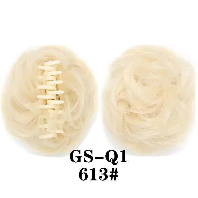 Coque despojado com piranha claw clip aplique de cabelo cacheado