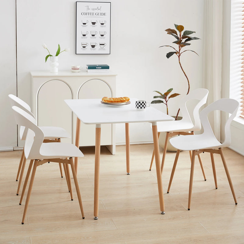 4Pcs/Set Hollow Dining Chairs Modern Simple Household Back Stool Nordic Negotiation Chair Plastic Chair Cosmetic Chair White