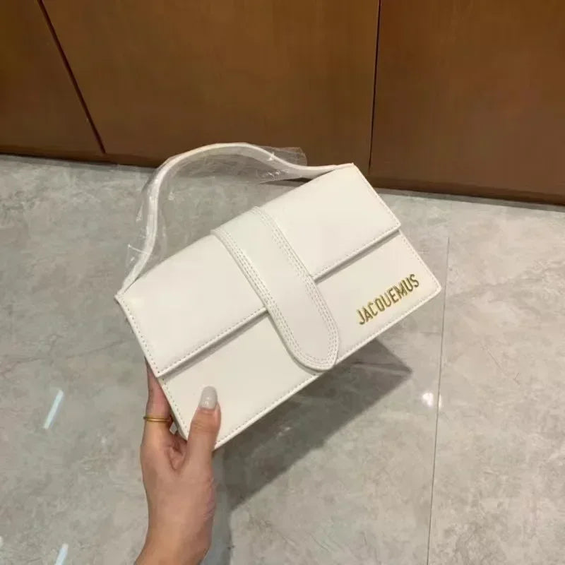 Jacquemus Luxury Yellow Women Top Handle Purse Half Round Design Brand Leather Underarm Flap Shoulder Bag Fashion