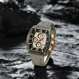 NAVIFORCE 6101 Casual Men's Quartz Watch Tonneau Dial Luminous Waterproof Silicone Strap Outdoor Sports Fashion Watches for Men
