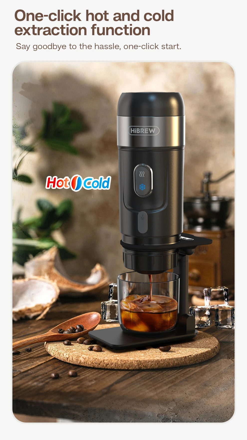 HiBREW Portable Coffee Machine for Car & Home, DC12V Espresso Coffee Maker Fit Nespresso Dolce Pod Capsule Coffee Powder H4A