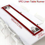 Christmas Tablecloth, Linen Table Flag, Table Cover for Christmas Decorations for Home, Navidad Noel, Gifts, Snowman Tablecloth 