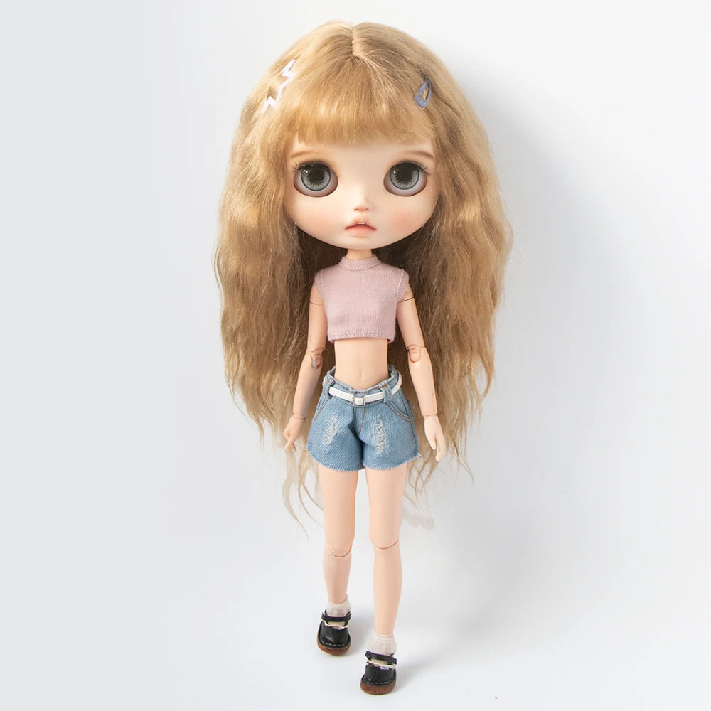 Blythe Clothing Fashion Vest Tops Denim Shorts Casual Pants Belt Multicolor for Licca Azones Ob22 24 Ker YMY Doll Accessories