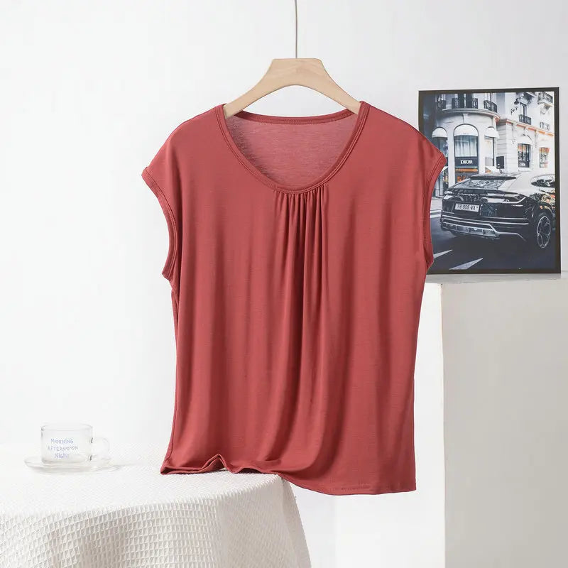 XL to 8XL Plus Size Modal Loose T-Shirt Sleeveless Solid Color Casual Tank Tops Homewear Bottomed Tee Tops Summer Women's Top