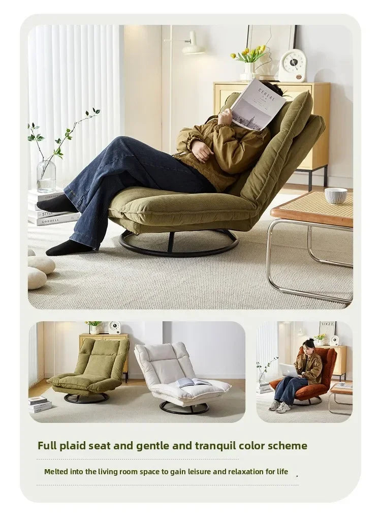 New rotating sofa chair, living room balcony fabric lazy sofa, adjustable backrest rotating leisure chair swivel chair