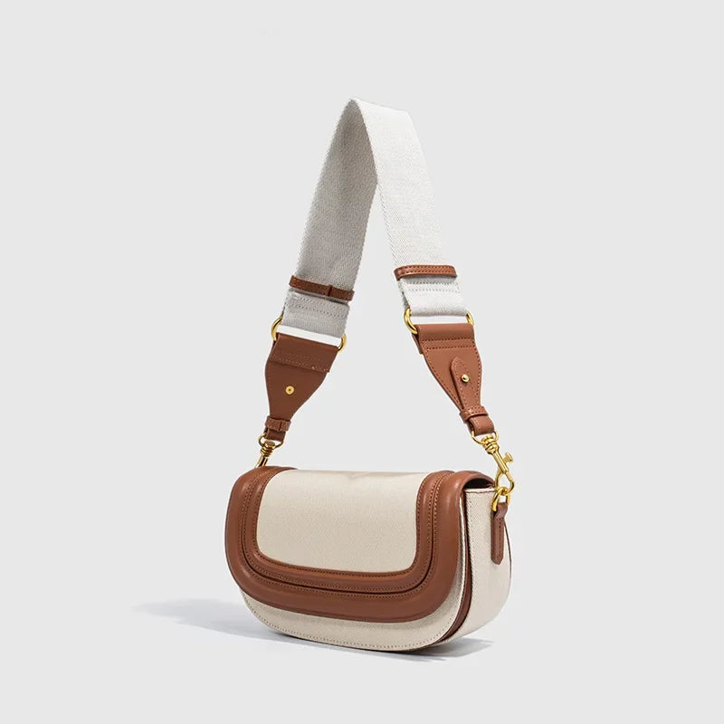 Fashionable Versatile Women's Crossbody Bag 2024 New Color Blocking Canvas Single Shoulder Sling Bag Motorcycle Equipment Access