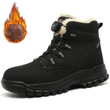 Fashion 2024 Winter Velvet Men Safety Shoes Work Construction Site Indestructible Waterproof Steel Toe Cap Boots Male Footwear 
