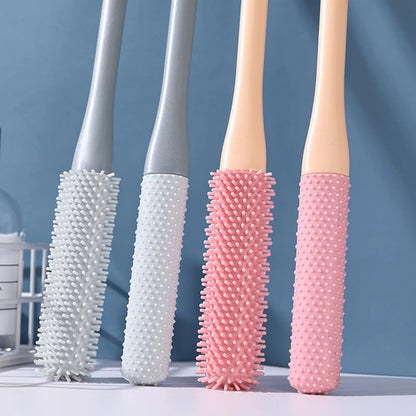 2 pçs cabo longo lacunas do dedo do pé escova de limpeza super macio silicone pé purificador esfoliante escova de lavagem dos pés para chuveiro