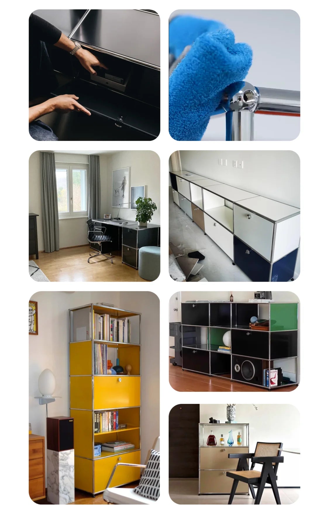 Modern Modular Low TV Cabinet｜3-Tier Sideboard with Drop Doors｜Steel Frame Storage Bench Unit | Minimalist Low Media Console