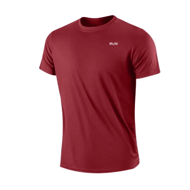 Men's Crew Neck Short Sleeve Running T-Shirt Moisture Wicking Training Exercise Gym Sports Shirt Lightweight Tops 