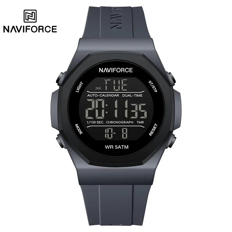 NAVIFORCE NF7117 Sports Watch for Men 5ATM Waterproof Multifunction Electronic Watch Men's LCD Digital Wristwatch