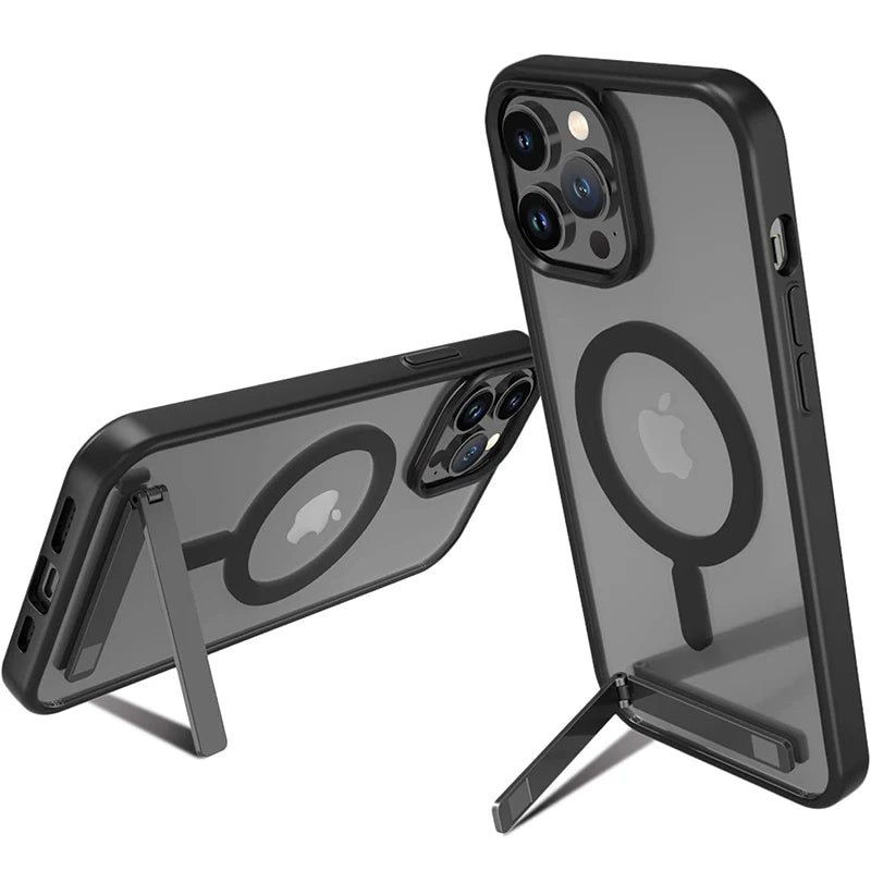Funda magnética para teléfono móvil con soporte para iPhone 16, 14 Plus, 15, 13 Pro Max, 12 y 11, funda protectora para Apple con soporte