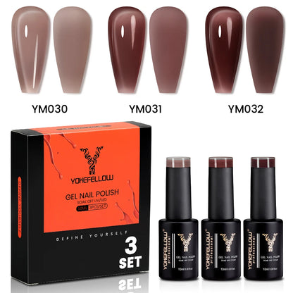 NEW YOKEFELLOW 10ml Crystal Jelly Nude Red Pink Gel Nail Polish Transparent Semi-permanent UV Gel Nail Art Soak Off Gel Varnish