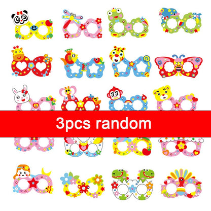 Creative EVA Diamond Glasses DIY Kit Kids Art Craft Toy Handicraft Cartoon Animal Glasses Children Birthday Gift School Supplies