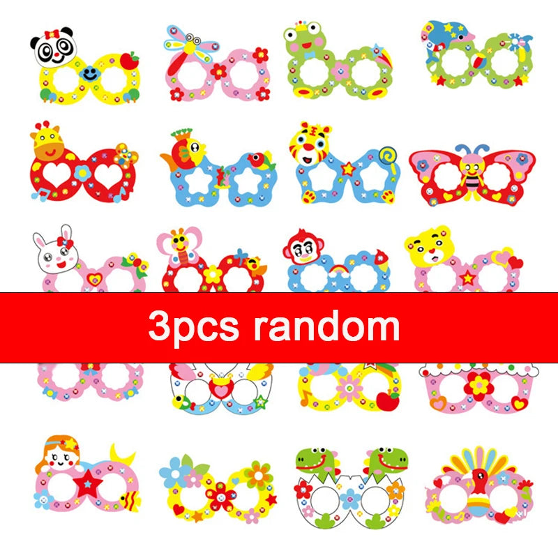 Creative EVA Diamond Glasses DIY Kit Kids Art Craft Toy Handicraft Cartoon Animal Glasses Children Birthday Gift School Supplies
