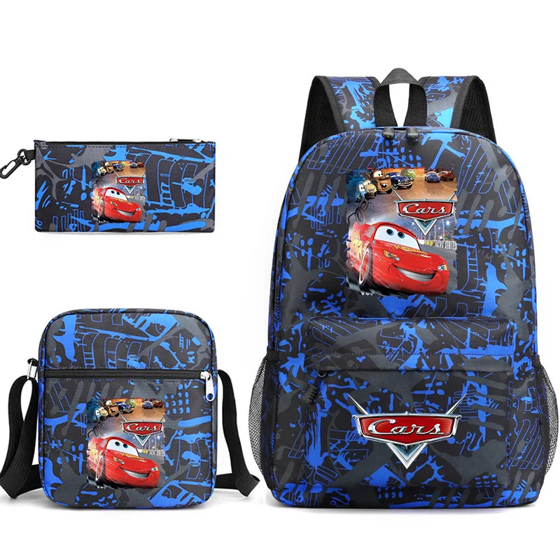 3pcs Disney Pixar Cars Lightning McQueen Students Backpacks Schoolbags Pencil Case Shoulder Bags Boys Girls School Bags Sets