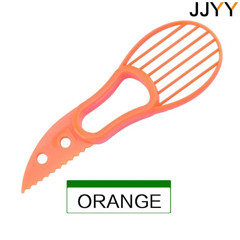 JJYY 3 en 1 Cortador de aguacate, descorazonador de manteca de karité, pelador de frutas, separador de pulpa, cuchillo de plástico, utensilios de cocina para verduras
