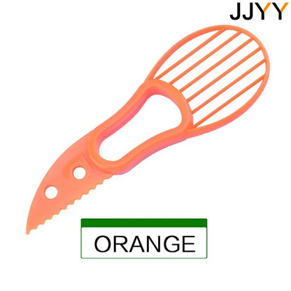 JJYY 3 en 1 Cortador de aguacate, descorazonador de manteca de karité, pelador de frutas, separador de pulpa, cuchillo de plástico, utensilios de cocina para verduras