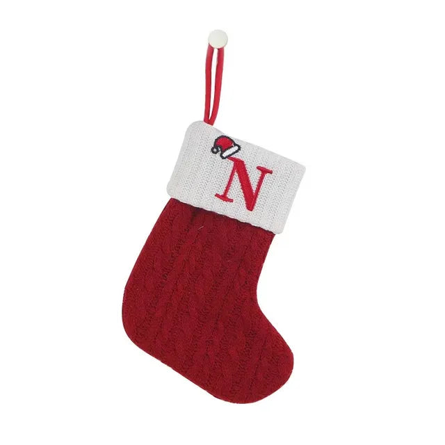 Calcetines navideños tejidos con el alfabeto, adornos para el árbol, decoración del hogar, Navidad, Año Nuevo, regalo de Navidad, 2025, 2024 