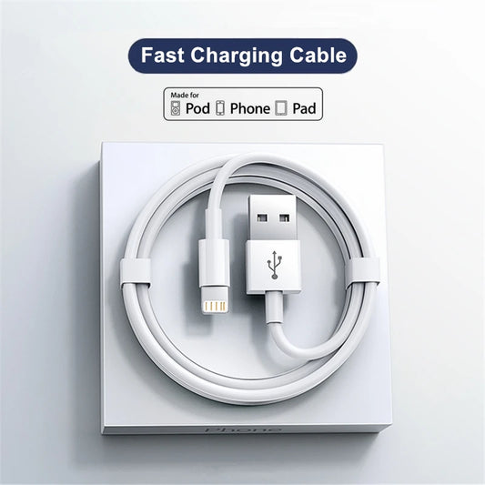 Cable de carga USB original de calidad para iPhone 14, 8, 7, 6S Plus, 13, 12 Pro, XS Max, XR, SE, cable de carga rápida, línea de sincronización de datos de 1 m, 2 m y 3 m.