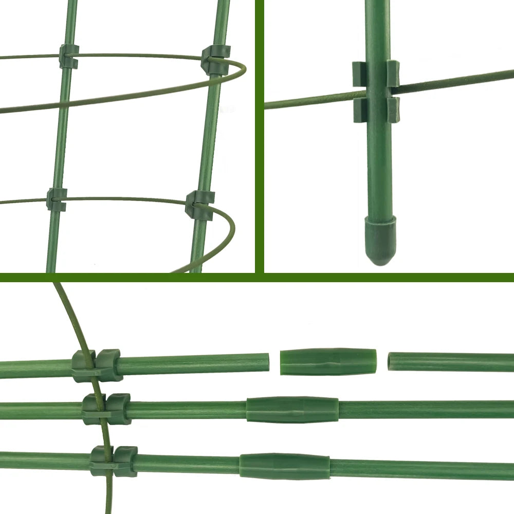 Jaula ajustable para tomates de 90 cm y 36 pulgadas, soporte para plantas, enrejado para pepinos y plantas trepadoras, 4 anillos ajustables y clip para plantas.