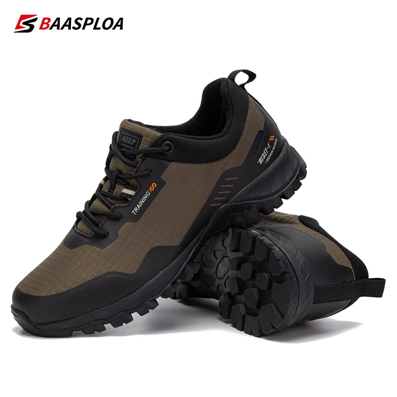 Baasploa Men's Anti-Skid and Wear-Resistant Hiking Travel Shoes Fashion Waterproof Outdoor Sneaker Comfortable Male Sport Shoes