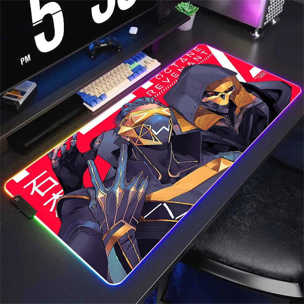 Alfombrilla de ratón luminosa Apex Legend, protector de escritorio, accesorio de anime, alfombrilla de ratón RGB, teclado, ordenador, gamer, mesa, alfombrilla retroiluminada para juegos