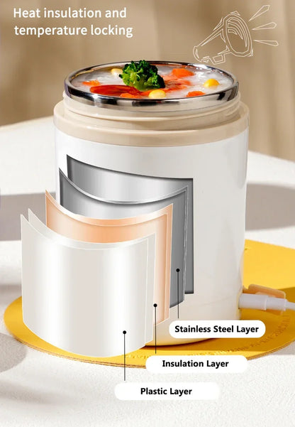 600ML USB Electric Heating Lunch Box Portable Picnic Milk Drink  Food Heater Stainless Steel Food Warmer Container 5V 12V 24V