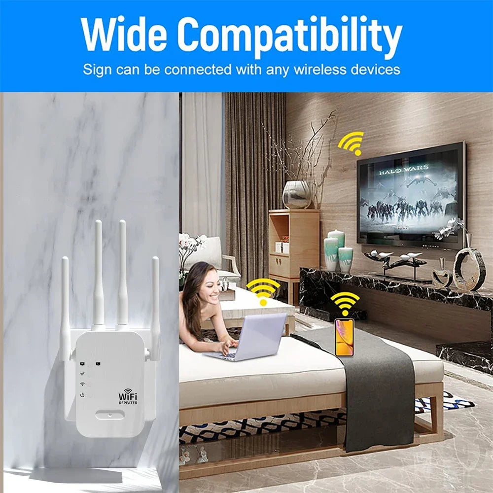 1200Mbps WiFi Repeater Wireless Extender WiFi Booster 5G 2.4G Dual-band Network Amplifier Long Range Signal WiFi Router Home