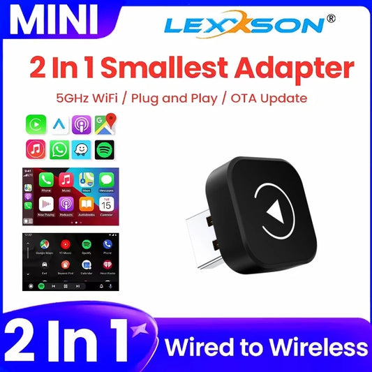 2025 New Adapter 2-in-1 Mini CarPlay Box Wired To Wireless CarPlay Android Auto Smart Box Bluetooth Connect Plug & Play For 98% Cars