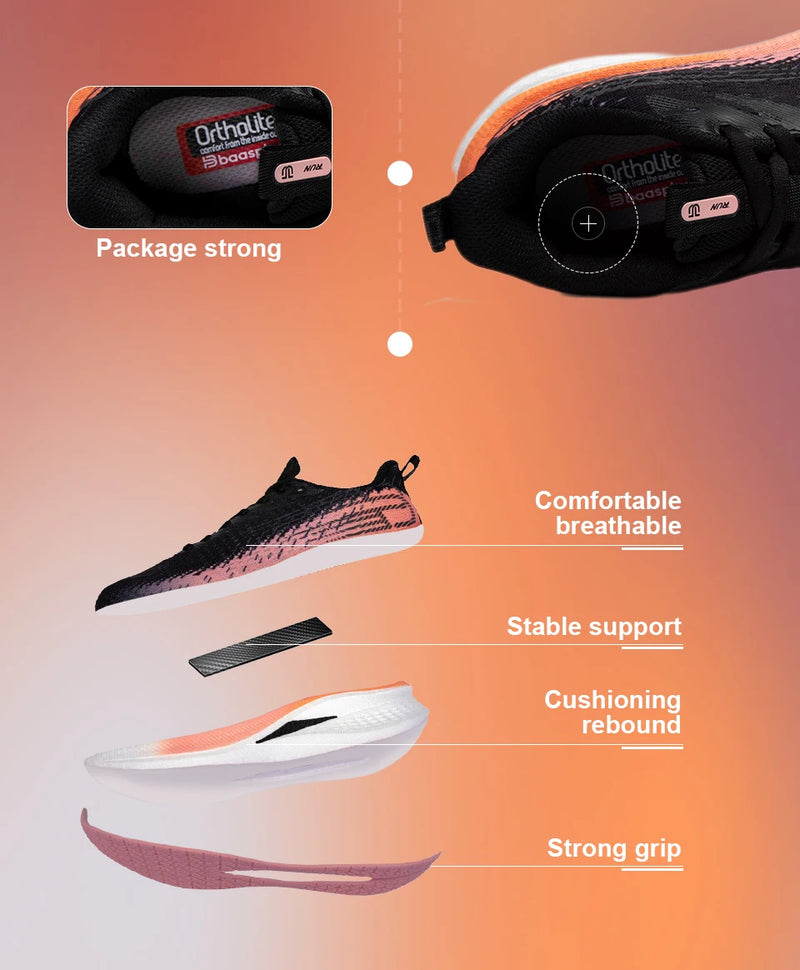 Baasploa Women Professional Running Shoes Outdoor Carbon Plate Non Slip Sports Shoes Female Casual Breathable Jogging Sneakers