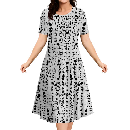 9XL Plus Size Short Sleeve Dresses For Women 2026 Fashion Summer Dot 3D Print Round Neck Dress Female Casual Oversized Clothing