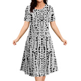 9XL Plus Size Short Sleeve Dresses For Women 2026 Fashion Summer Dot 3D Print Round Neck Dress Female Casual Oversized Clothing