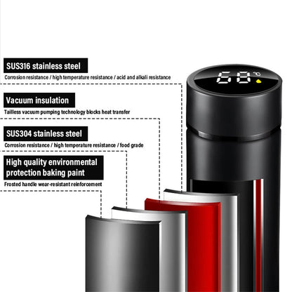 1pc Thermos Bottle Smart Cup With Temperature Display 304 Stainless Steel Vacuum Insulated Intelligent Cup For Audi S Line A1 A2