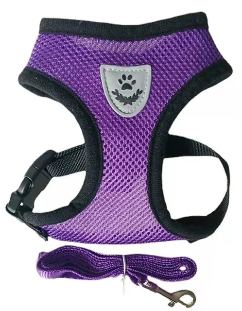 Arnés para perros y gatos con correa ajustable, malla de poliéster, transpirable, reflectante, para perros pequeños, accesorios para gatos.