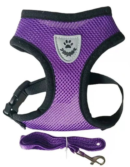 Arnés para perros y gatos con correa ajustable, malla de poliéster, transpirable, reflectante, para perros pequeños, accesorios para gatos.