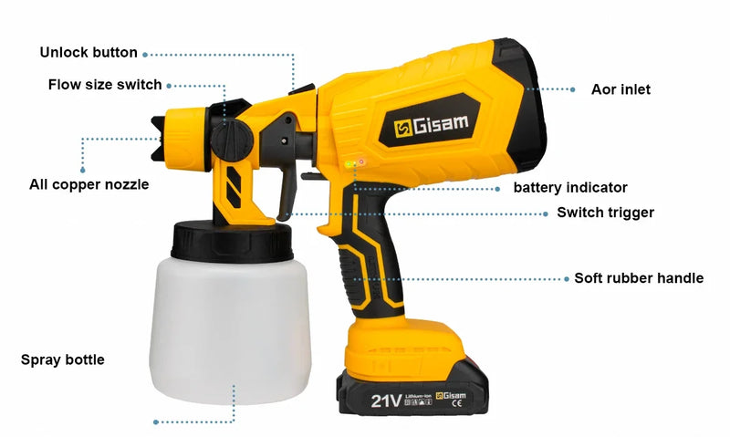 1000ML Brushless Electric Spray Gun Cordless Paint Sprayer HVLP Auto Furniture Steel Coating Airbrush For Makita 18V Battery