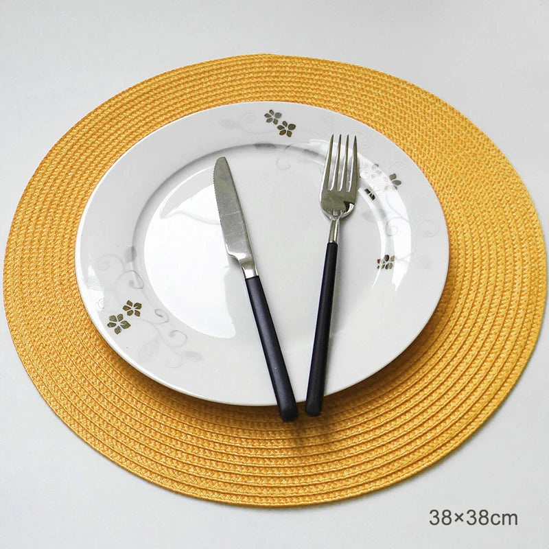 Round Placemats Set, Braided Circle Place Mat, Washable Table Mats for Kitchen Dining Table, Mixed Color Non-Slip Place Mats