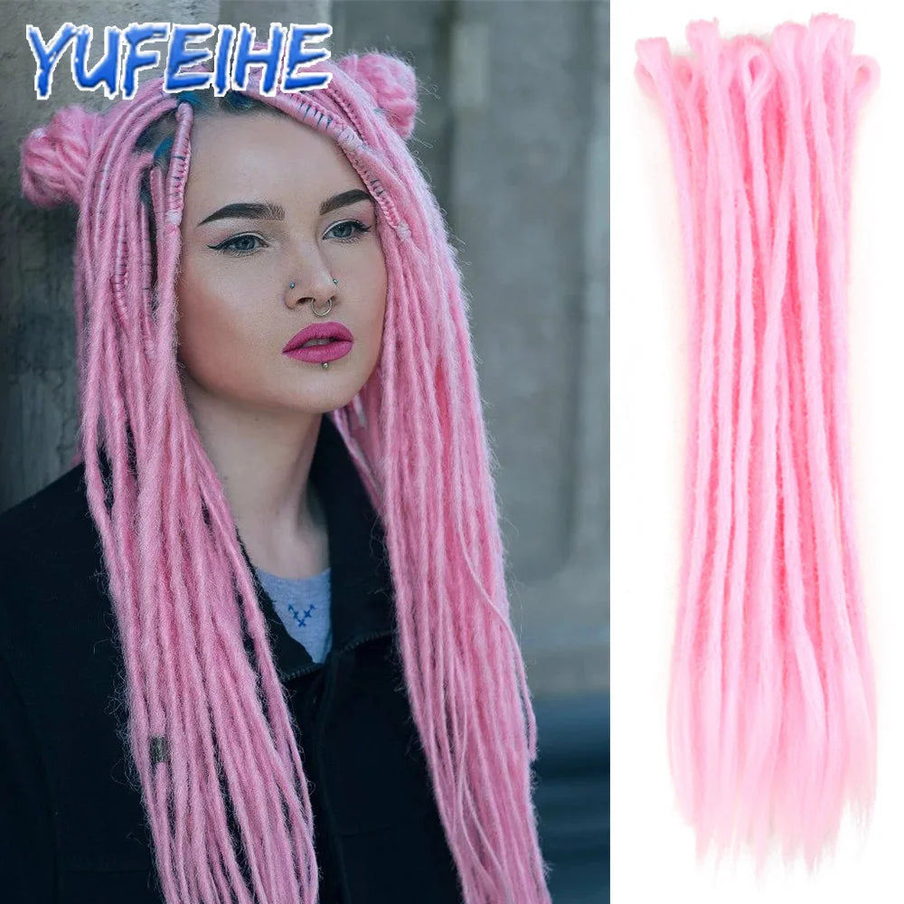 20 Polegada sintético 100% artesanal dreadlock extensões de cabelo fino crochê trançado cabelo backcombed dreads reggae estilo cabelo hippie