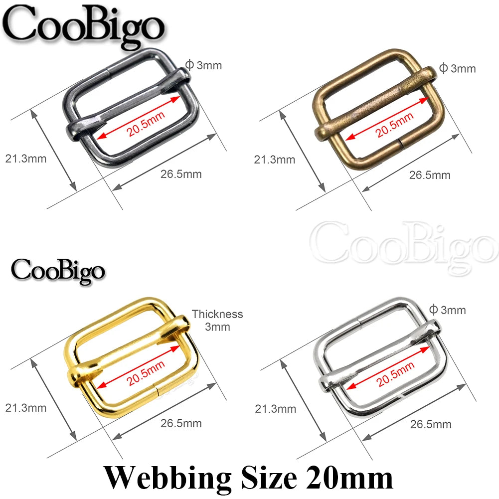 10pcs Metal Slides Tri-Glides Wire-Formed Roller Pin Buckles Slider Adjuster Bag Strap Accessories 15mm 20mm 25mm 32mm 38mm 50mm