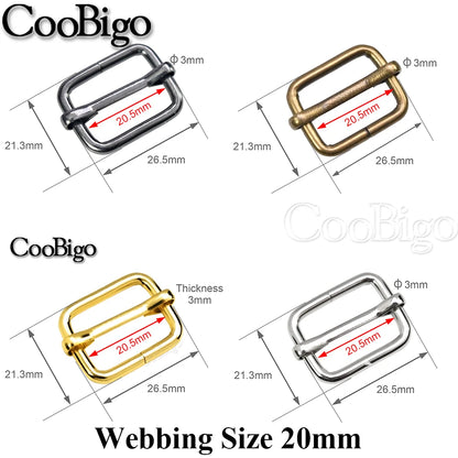 10pcs Metal Slides Tri-Glides Wire-Formed Roller Pin Buckles Slider Adjuster Bag Strap Accessories 15mm 20mm 25mm 32mm 38mm 50mm