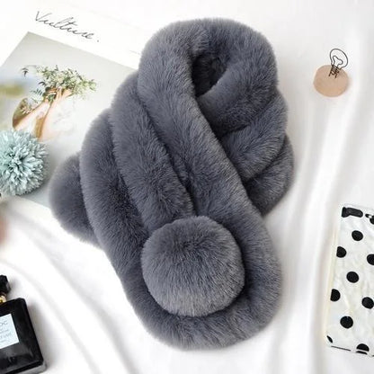 Bufanda de piel de conejo para mujer, cálida y suave, para invierno, informal, para exteriores