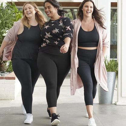Calça feminina clássica plus size, cor sólida, academia, esporte, fitness, cintura alta, estiramento, yoga, legging, gordura, sof e respirável, pés
