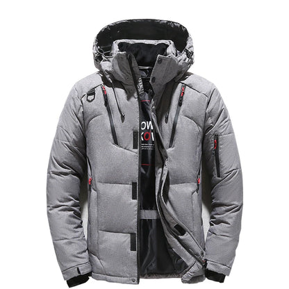 Chaqueta de plumón de 20 grados para hombre, parka de invierno para hombre, chaqueta de plumón de pato blanca con capucha para exteriores, abrigo de nieve acolchado grueso y cálido de gran tamaño M-4XL