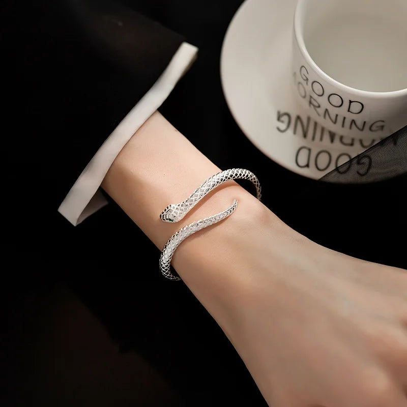 925 Sterling Silver Snake Shape Bracelet for Women, Beautiful Jewelry, Temperament Charm, Birthday Party Gift, Free Shipping 