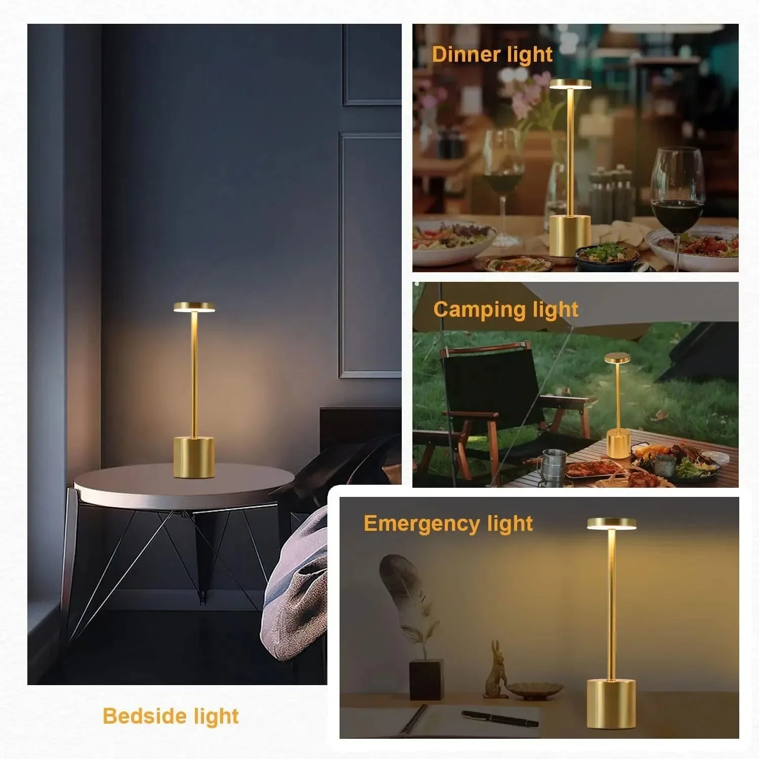 Table Lamp LED Touch Sensor Desktop Night Light Rechargeable Wireless Reading Lamp 3 Colors Adjustable Creative Ambient Light