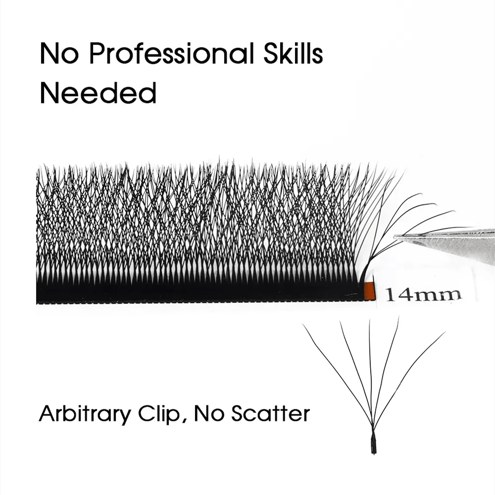 Extensiones de pestañas postizas Fadvan Light 5D con forma de W de 0,07 mm de diámetro, rizadas, con degradado de visón sintético, prefabricadas, con volumen en abanico. 